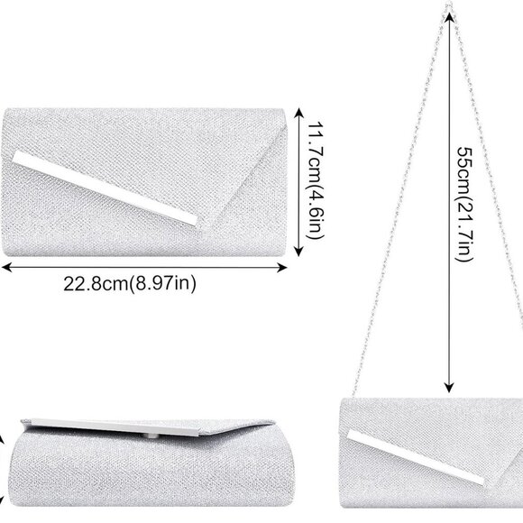 Glitter Evening Bag, Formal Envelope Clutch Purses for Women, Ladies Handbag for - Picture 7 of 7